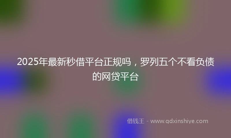 2025年最新秒借平台正规吗，罗列五个不看负债的网贷平台