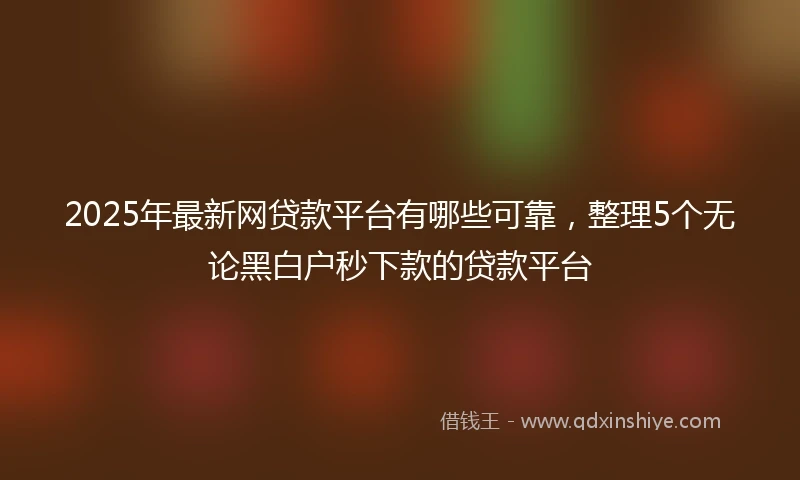 2025年最新网贷款平台有哪些可靠，整理5个无论黑白户秒下款的贷款平台