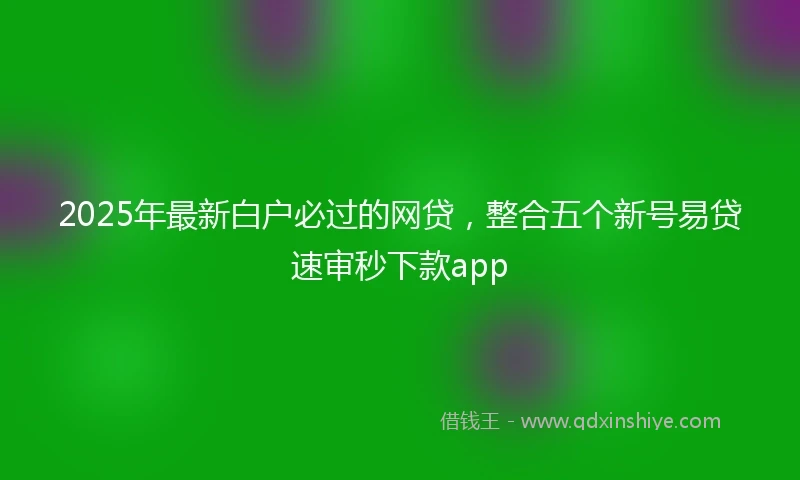 2025年最新白户必过的网贷，整合五个新号易贷速审秒下款app