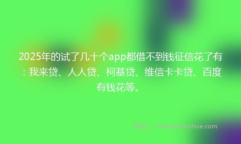2025年的试了几十个app都借不到钱征信花了有：我来贷、人人贷、柯基贷、维信卡卡贷、百度有钱花等。