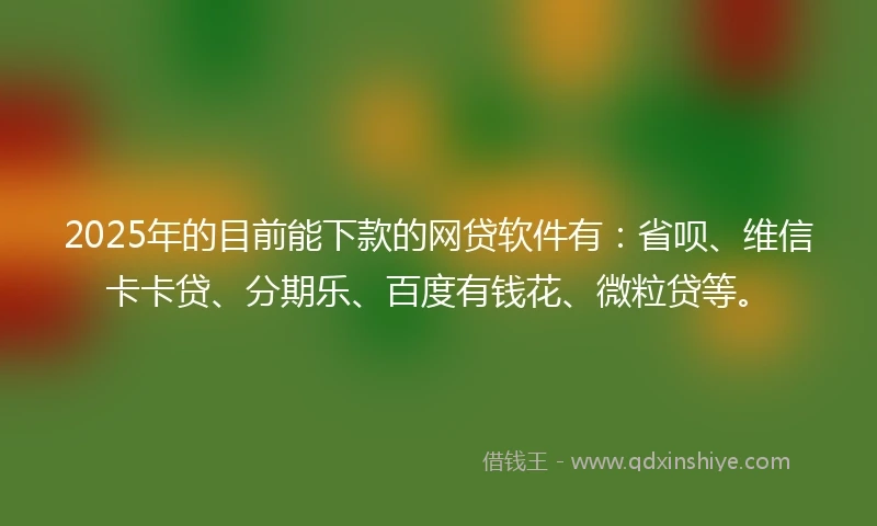 2025年的目前能下款的网贷软件有：省呗、维信卡卡贷、分期乐、百度有钱花、微粒贷等。