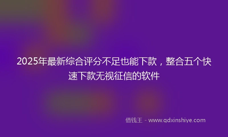 2025年最新综合评分不足也能下款，整合五个快速下款无视征信的软件