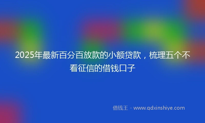 2025年最新百分百放款的小额贷款，梳理五个不看征信的借钱口子