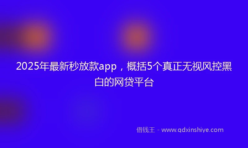 2025年最新秒放款app，概括5个真正无视风控黑白的网贷平台