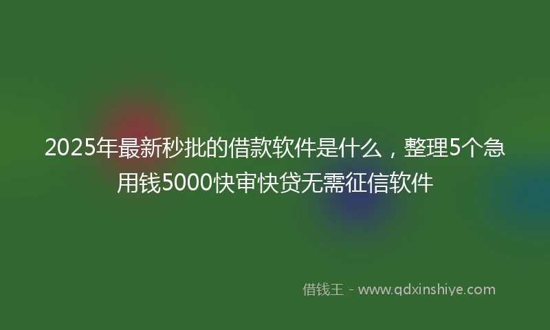 2025年最新秒批的借款软件是什么，整理5个急用钱5000快审快贷无需征信软件