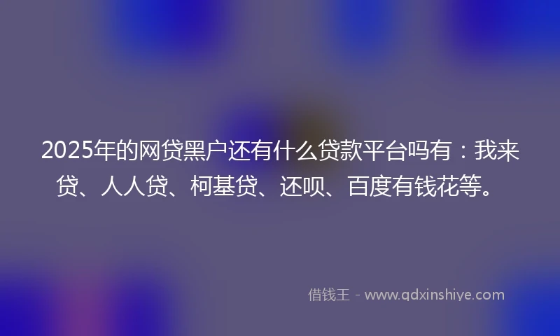 2025年的网贷黑户还有什么贷款平台吗有：我来贷、人人贷、柯基贷、还呗、百度有钱花等。