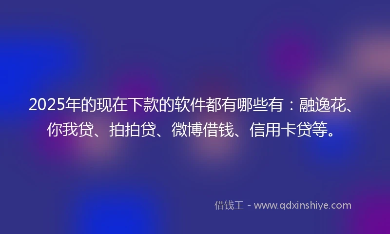 2025年的现在下款的软件都有哪些有：融逸花、你我贷、拍拍贷、微博借钱、信用卡贷等。