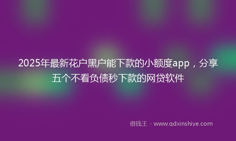 2025年最新花户黑户能下款的小额度app，分享五个不看负债秒下款的网贷软件