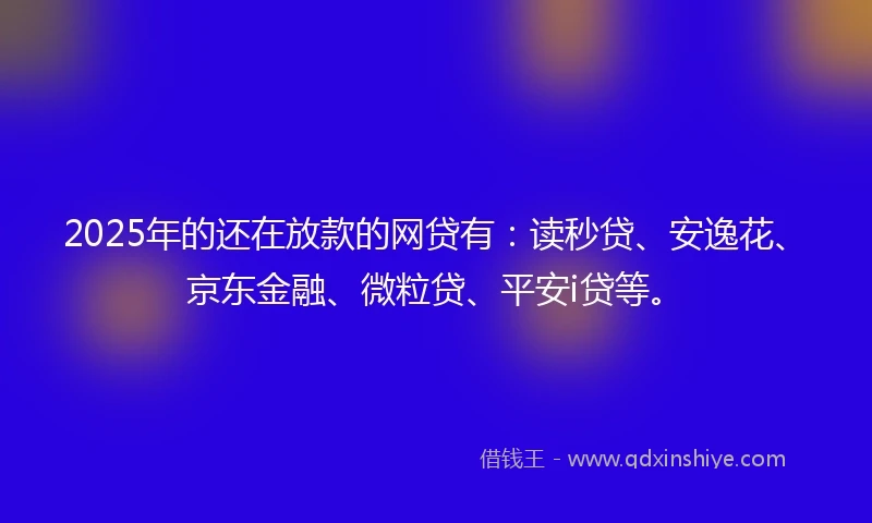 2025年的还在放款的网贷有:读秒贷、安逸花、京东金融、微粒贷、平安i贷等。