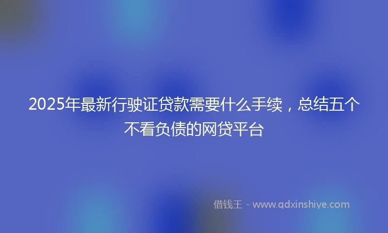 2025年最新行驶证贷款需要什么手续，总结五个不看负债的网贷平台
