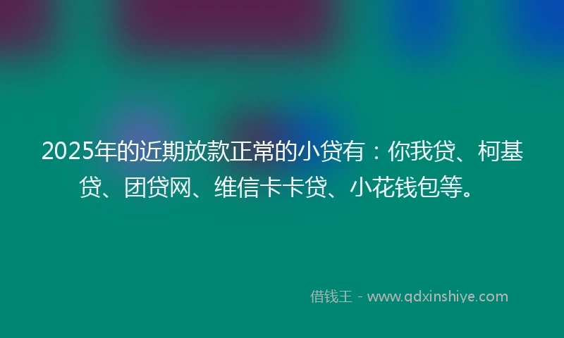 2025年的近期放款正常的小贷有：你我贷、柯基贷、团贷网、维信卡卡贷、小花钱包等。