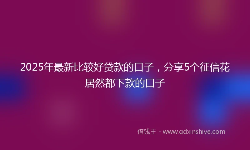 2025年最新比较好贷款的口子，分享5个征信花居然都下款的口子