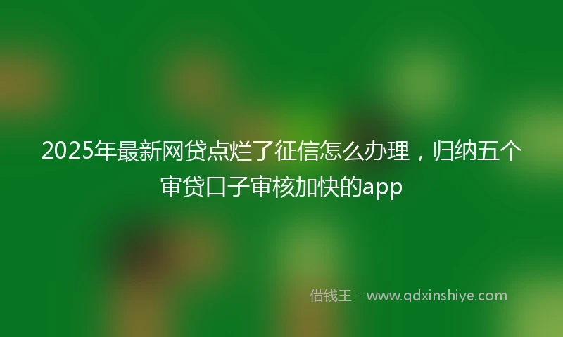 2025年最新网贷点烂了征信怎么办理，归纳五个审贷口子审核加快的app