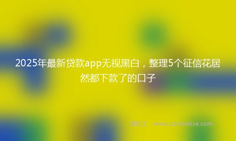 2025年最新贷款app无视黑白,整理5个征信花居然都下款了的口子