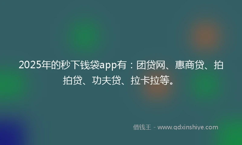 2025年的秒下钱袋app有：团贷网、惠商贷、拍拍贷、功夫贷、拉卡拉等。