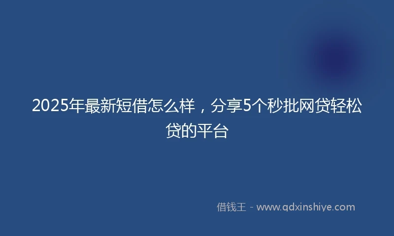 2025年最新短借怎么样，分享5个秒批网贷轻松贷的平台