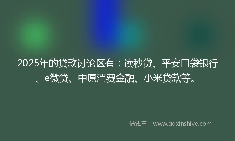 2025年的贷款讨论区有：读秒贷、平安口袋银行、e微贷、中原消费金融、小米贷款等。