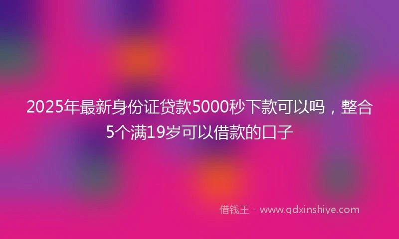 2025年最新身份证贷款5000秒下款可以吗，整合5个满19岁可以借款的口子