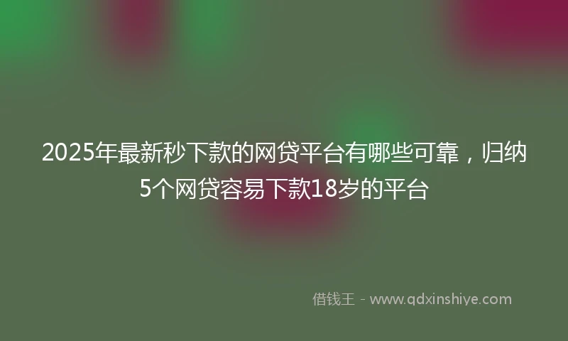 2025年最新秒下款的网贷平台有哪些可靠，归纳5个网贷容易下款18岁的平台
