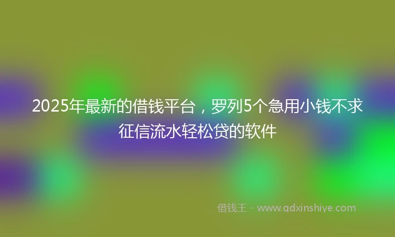 2025年最新的借钱平台，罗列5个急用小钱不求征信流水轻松贷的软件