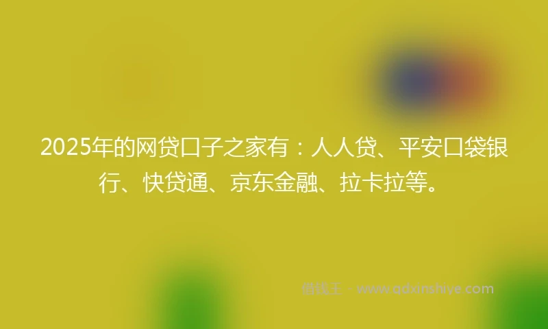 2025年的网贷口子之家有：人人贷、平安口袋银行、快贷通、京东金融、拉卡拉等。