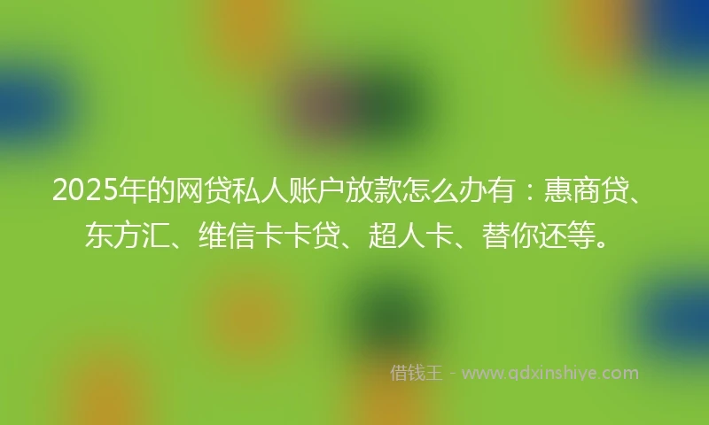 2025年的网贷私人账户放款怎么办有：惠商贷、东方汇、维信卡卡贷、超人卡、替你还等。