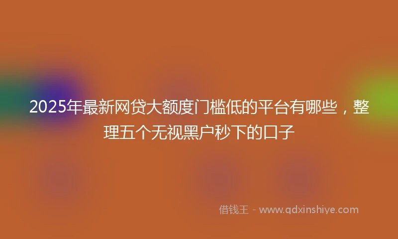 2025年最新网贷大额度门槛低的平台有哪些，整理五个无视黑户秒下的口子