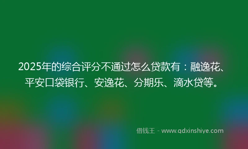 2025年的综合评分不通过怎么贷款有：融逸花、平安口袋银行、安逸花、分期乐、滴水贷等。