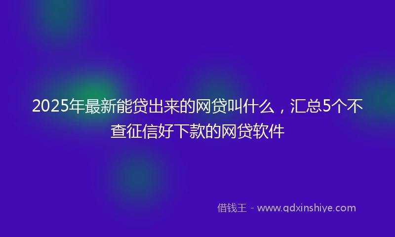 2025年最新能贷出来的网贷叫什么，汇总5个不查征信好下款的网贷软件