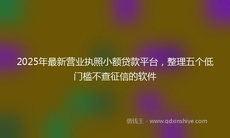 2025年最新营业执照小额贷款平台，整理五个低门槛不查征信的软件
