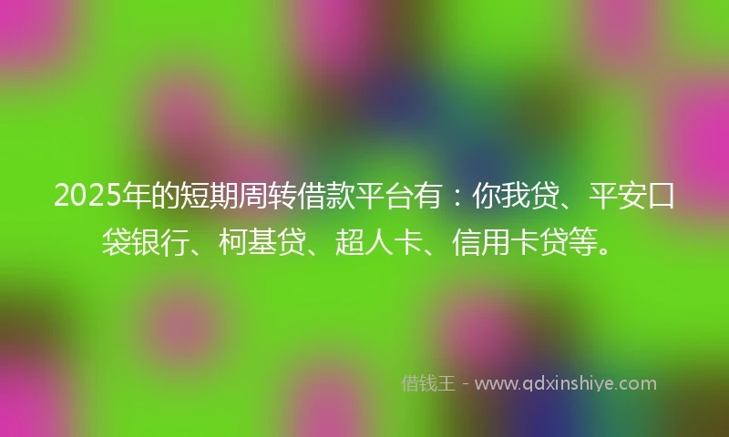 2025年的短期周转借款平台有：你我贷、平安口袋银行、柯基贷、超人卡、信用卡贷等。