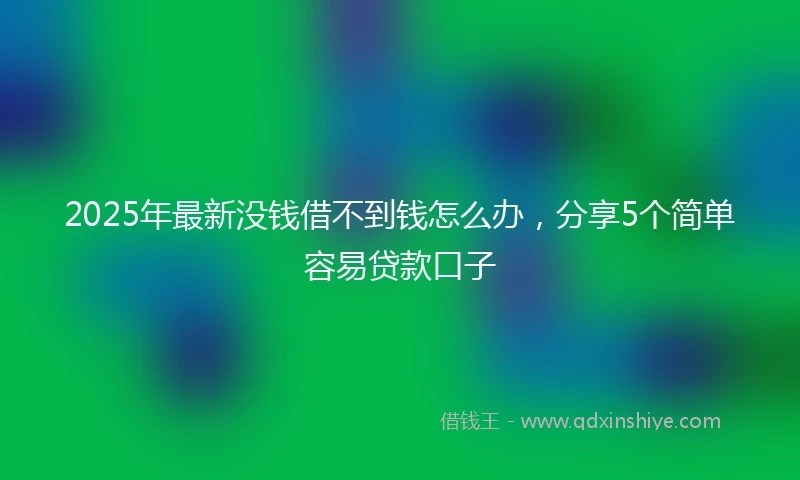2025年最新没钱借不到钱怎么办，分享5个简单容易贷款口子