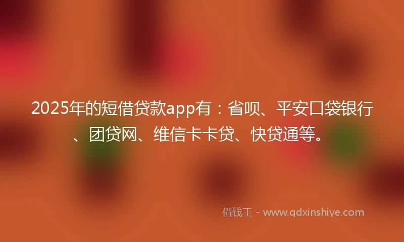 2025年的短借贷款app有：省呗、平安口袋银行、团贷网、维信卡卡贷、快贷通等。