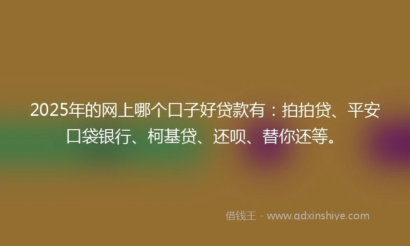 2025年的网上哪个口子好贷款有：拍拍贷、平安口袋银行、柯基贷、还呗、替你还等。