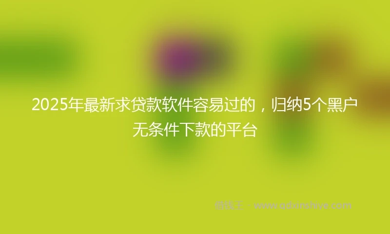 2025年最新求贷款软件容易过的，归纳5个黑户无条件下款的平台