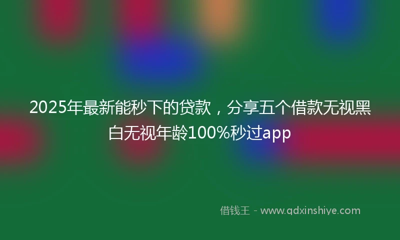 2025年最新能秒下的贷款，分享五个借款无视黑白无视年龄100%秒过app