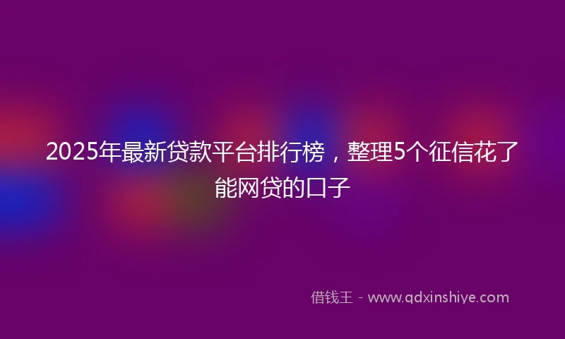 2025年最新贷款平台排行榜，整理5个征信花了能网贷的口子