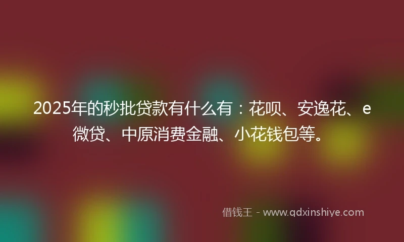 2025年的秒批贷款有什么有：花呗、安逸花、e微贷、中原消费金融、小花钱包等。