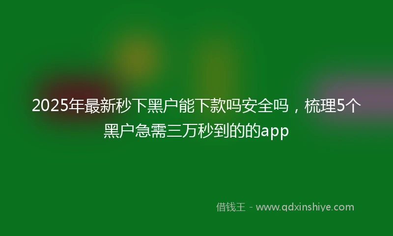 2025年最新秒下黑户能下款吗安全吗，梳理5个黑户急需三万秒到的的app