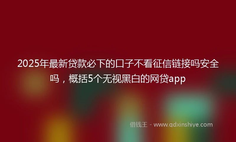 2025年最新贷款必下的口子不看征信链接吗安全吗，概括5个无视黑白的网贷app