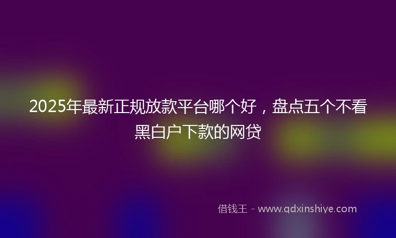 2025年最新正规放款平台哪个好，盘点五个不看黑白户下款的网贷
