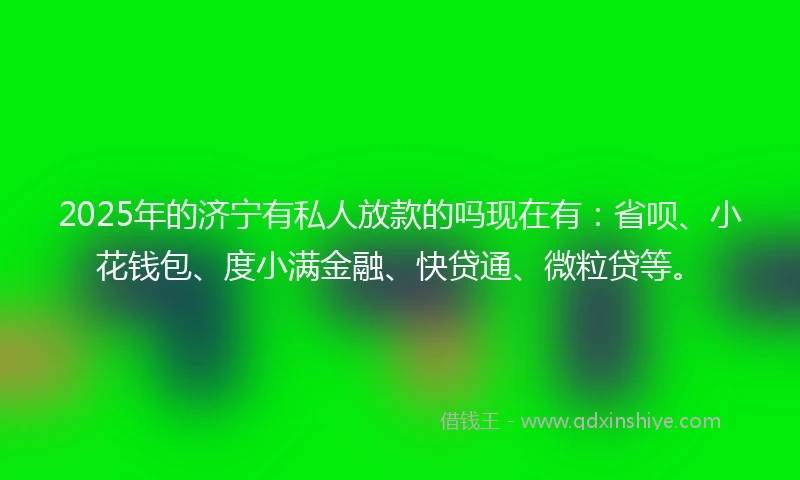 2025年的济宁有私人放款的吗现在有：省呗、小花钱包、度小满金融、快贷通、微粒贷等。