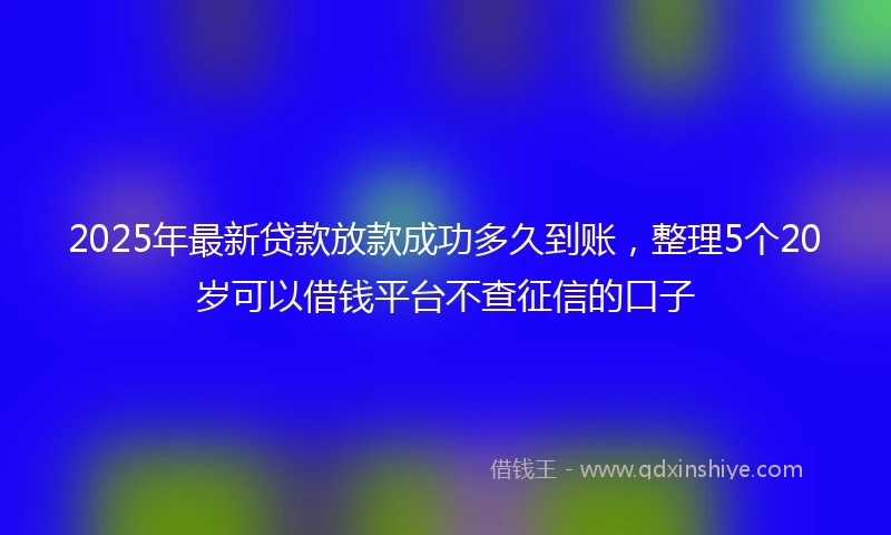 2025年最新贷款放款成功多久到账，整理5个20岁可以借钱平台不查征信的口子
