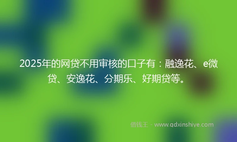 2025年的网贷不用审核的口子有：融逸花、e微贷、安逸花、分期乐、好期贷等。