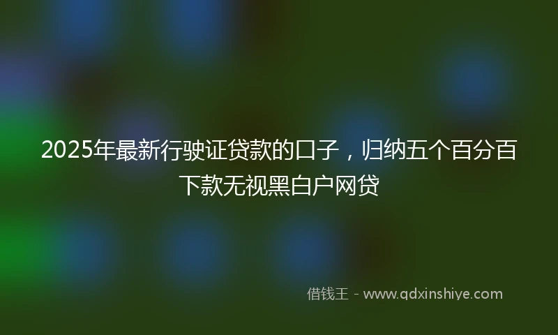 2025年最新行驶证贷款的口子，归纳五个百分百下款无视黑白户网贷