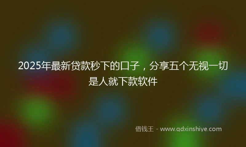 2025年最新贷款秒下的口子，分享五个无视一切是人就下款软件