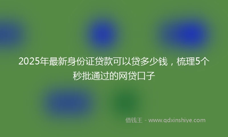 2025年最新身份证贷款可以贷多少钱，梳理5个秒批通过的网贷口子