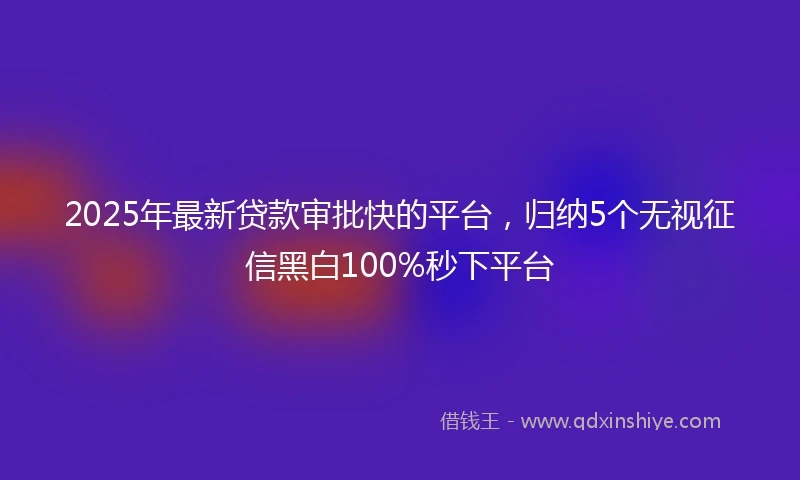 2025年最新贷款审批快的平台，归纳5个无视征信黑白100%秒下平台