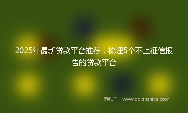 2025年最新贷款平台推荐，梳理5个不上征信报告的贷款平台