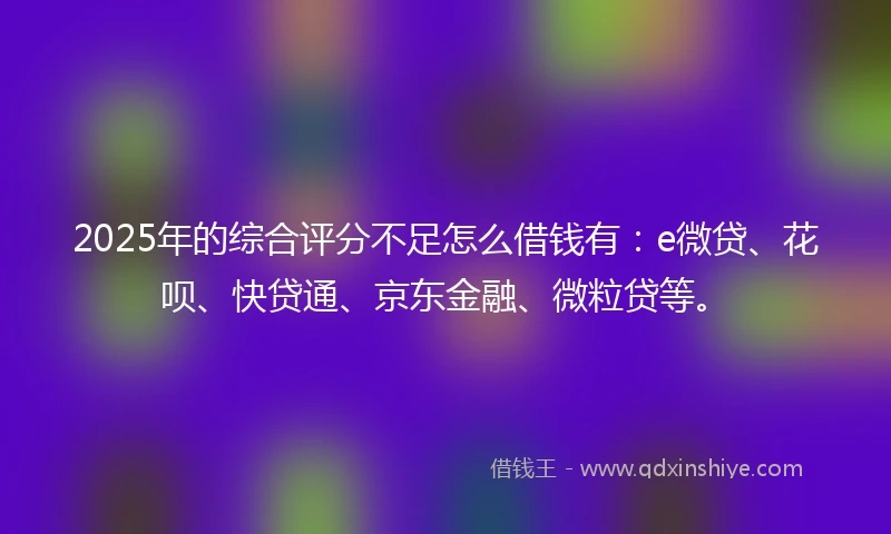 2025年的综合评分不足怎么借钱有：e微贷、花呗、快贷通、京东金融、微粒贷等。
